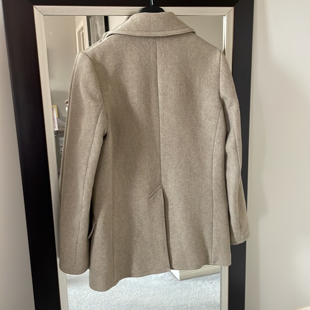 Theory Women's Light Gray Wool Blend Double-Breasted Pea Coat - Picture 7 of 15